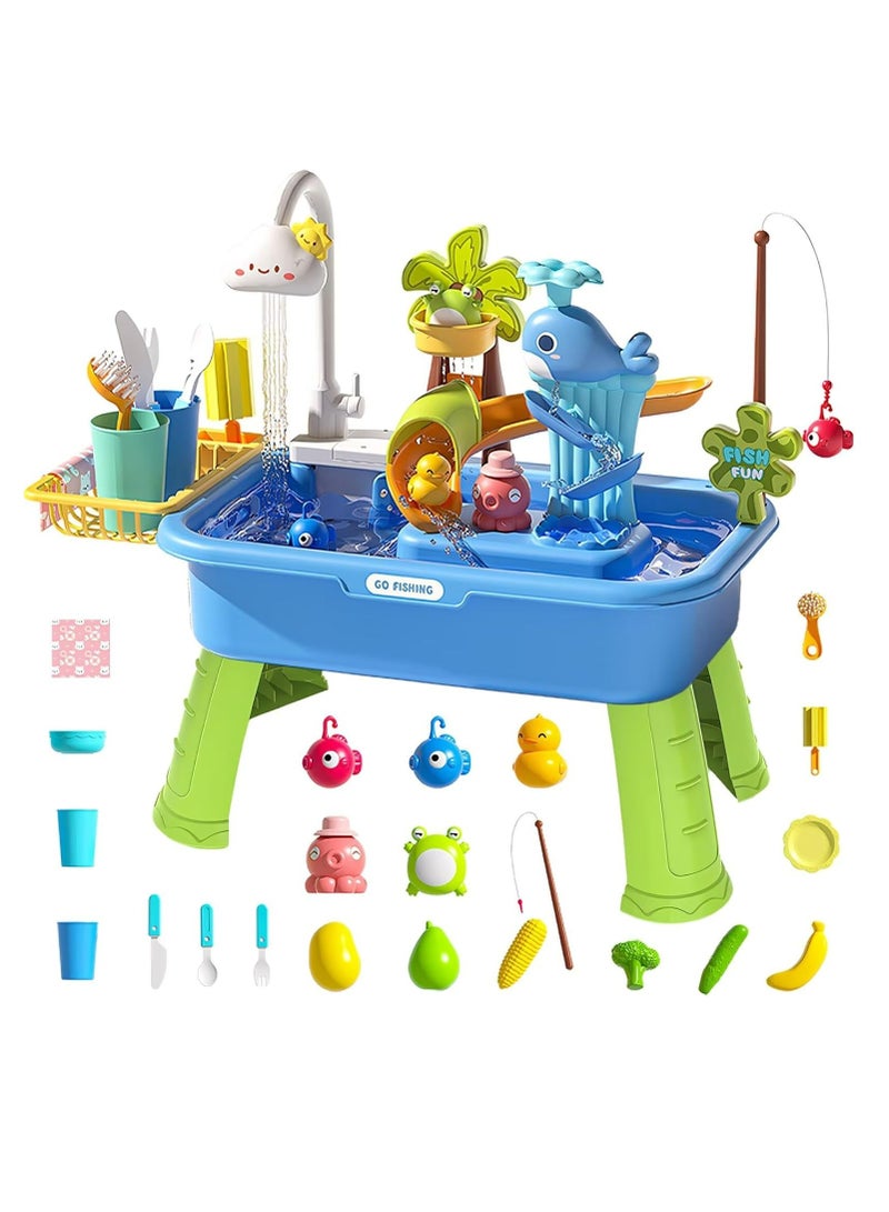 Oasisgalore Water Table for Toddlers,4-in-1 Kids Water Play Table, Play Sink with Detachable Legs,Kids Kitchen Playset Sink Toy for Girl and Boy - Image 1