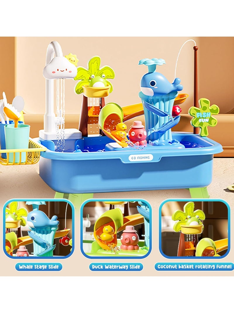 Oasisgalore Water Table for Toddlers,4-in-1 Kids Water Play Table, Play Sink with Detachable Legs,Kids Kitchen Playset Sink Toy for Girl and Boy - Image 2