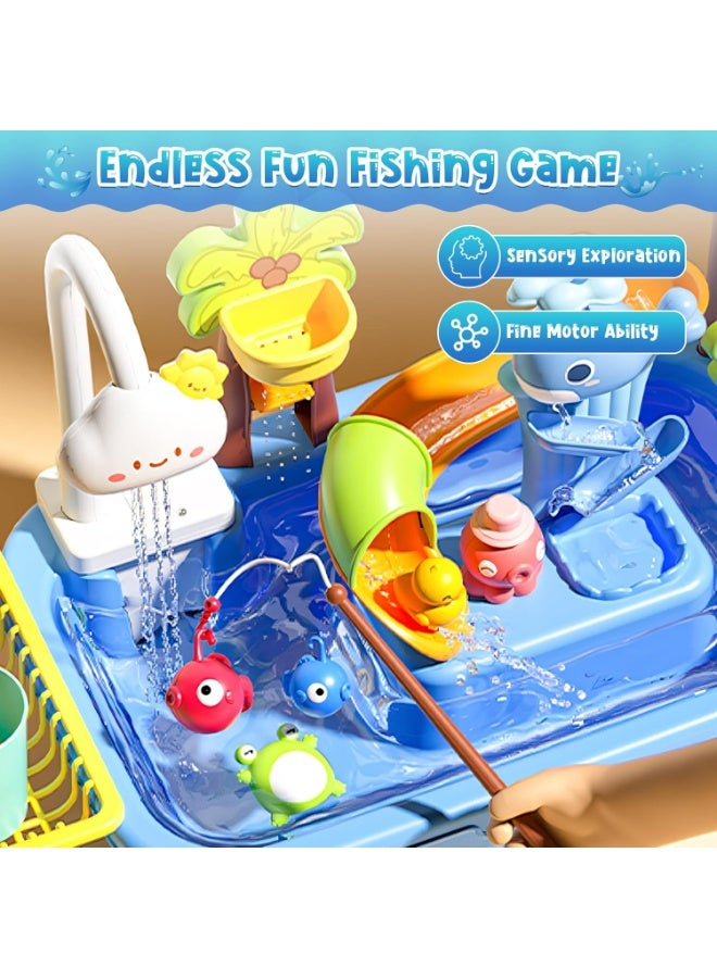 Oasisgalore Water Table for Toddlers,4-in-1 Kids Water Play Table, Play Sink with Detachable Legs,Kids Kitchen Playset Sink Toy for Girl and Boy - Image 4