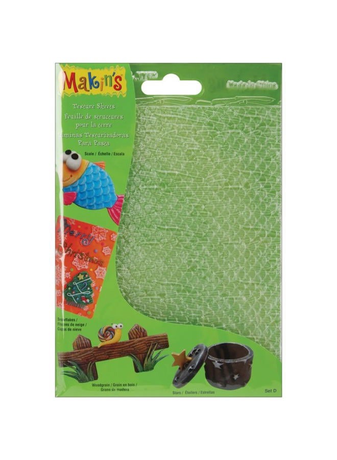 Makin's Clay Texture Sheets 7"X5.5" 4/Pkg, Set D (Scale,Snowflake,Woodgrain&Stars)