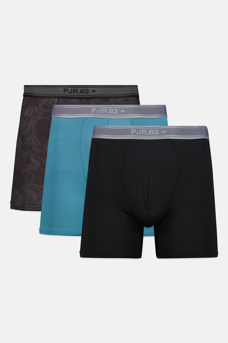 Pajar Men 3 Pieces Brand Logo Boxer Brief, Black  - Image 1