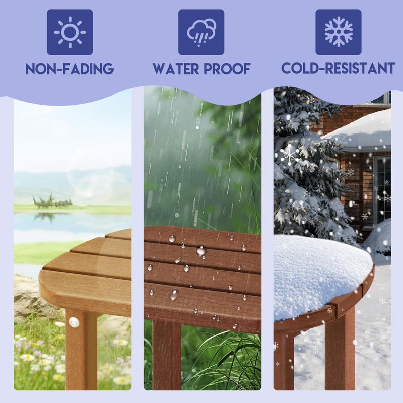 LZRS Outdoor Side Table - 2-Tier Adirondack HDPE Patio End Table for Pool, Porch,Balcony & Backyard,Weather Resistance for Indoor and Outdoor use(Brown) - Image 4