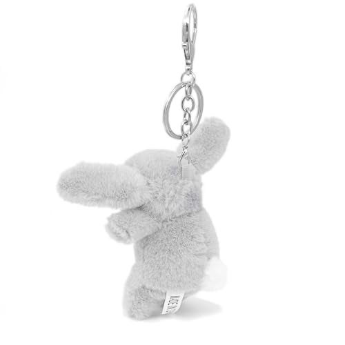 Miokkley Cute Bunny Plush Keychain for Purse, 3.5" Inch Mini Rabbit Keychain for Backpack Purse Charm Gift for Women (Light Gray) - Image 3
