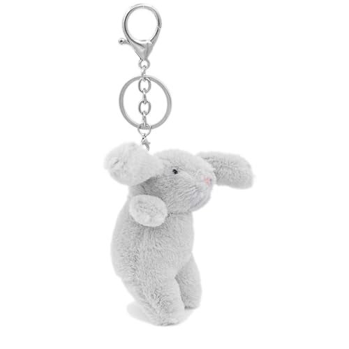 Miokkley Cute Bunny Plush Keychain for Purse, 3.5" Inch Mini Rabbit Keychain for Backpack Purse Charm Gift for Women (Light Gray) - Image 2