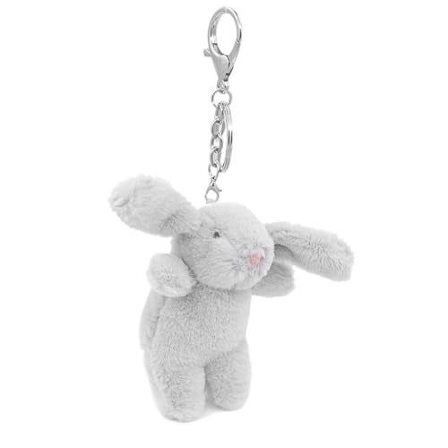 Miokkley Cute Bunny Plush Keychain for Purse, 3.5" Inch Mini Rabbit Keychain for Backpack Purse Charm Gift for Women (Light Gray) - Image 1