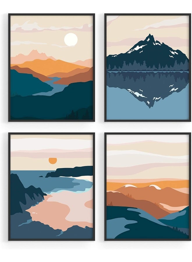 Home Trove Nature Wall Art Prints Landscape Mountain Decor Mid Century Art Wall Decor, Geometric Abstract Nature Wall Art, Mountain Art Wall Decor, Adventure Wall Dã©Cor - Image 1
