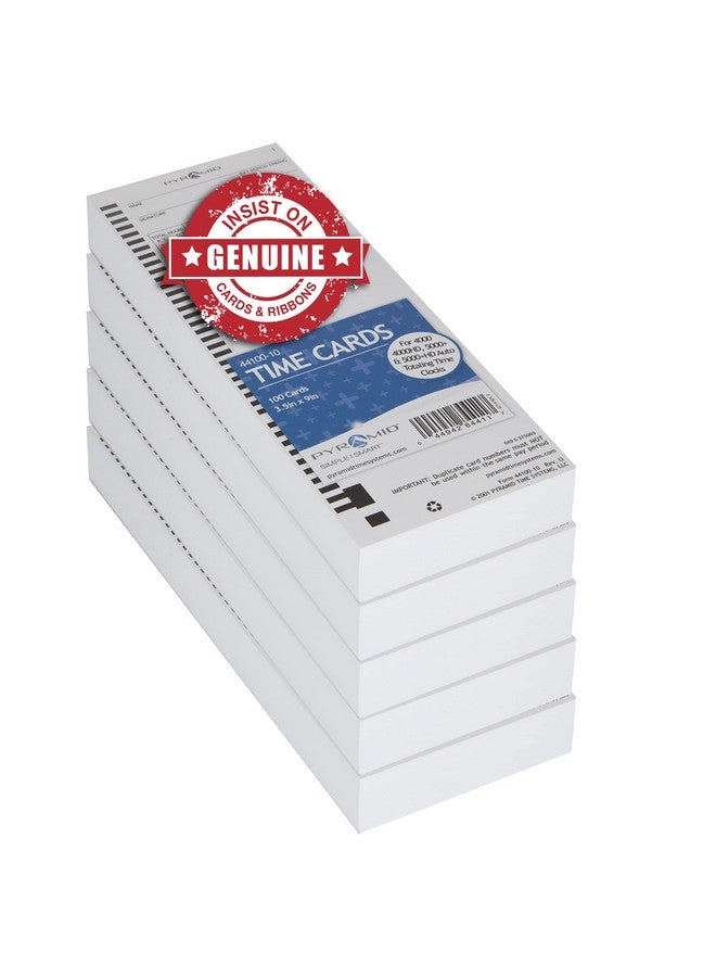 بيراميد تايم سيستمس 4410010Pk5 500 عدد بطاقات الوقت الأصلية والأصلية لساعات الوقت 4000 4000Pro 4000Prok و5000 من بطاقات الوقت الهرمية، بيضاء 3.5 × 9 بوصات - Image 1