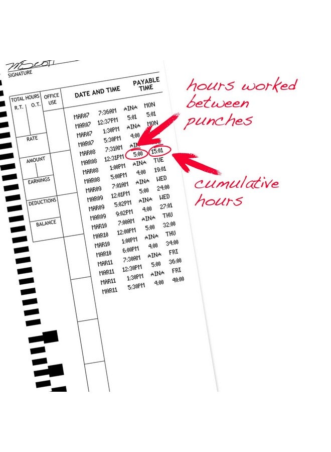 بيراميد تايم سيستمس 4410010Pk5 500 عدد بطاقات الوقت الأصلية والأصلية لساعات الوقت 4000 4000Pro 4000Prok و5000 من بطاقات الوقت الهرمية، بيضاء 3.5 × 9 بوصات - Image 3