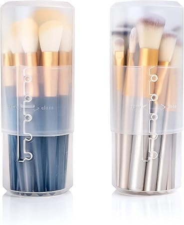 Rinpoche Makeup Organizer Plastic Clear Travel Case Retractable Brush Holder Cup Dustproof Storage Case for Vanity Makeup Artist Transparent Pack of - Image 1
