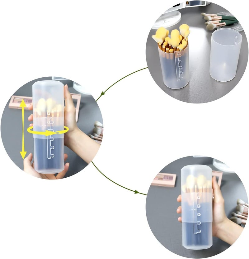 Rinpoche Makeup Organizer Plastic Clear Travel Case Retractable Brush Holder Cup Dustproof Storage Case for Vanity Makeup Artist Transparent Pack of - Image 4