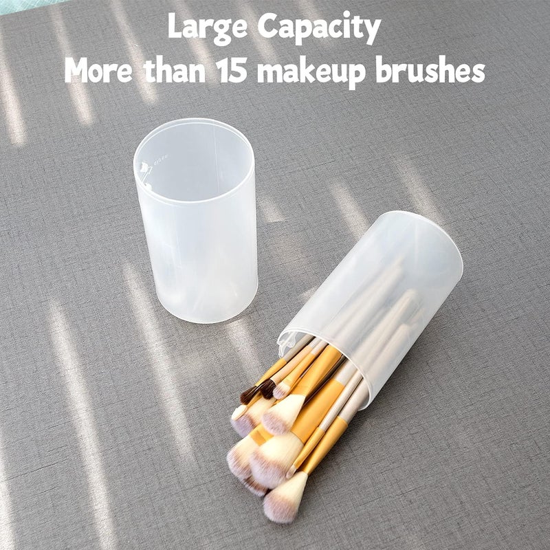 Rinpoche Makeup Organizer Plastic Clear Travel Case Retractable Brush Holder Cup Dustproof Storage Case for Vanity Makeup Artist Transparent Pack of - Image 3