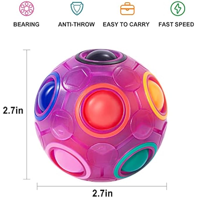 VDEALEN Magic Rainbow Puzzle Ball, Fidget Ball Puzzle Game Fun Stress Relief Magic Ball Thinking Ball Toy for Children, Teens & Adults - Image 2