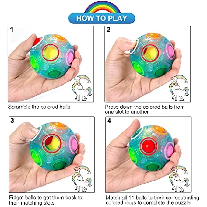 VDEALEN Magic Rainbow Puzzle Ball, Fidget Ball Puzzle Game Fun Stress Relief Magic Ball Thinking Ball Toy for Children, Teens & Adults - Image 4