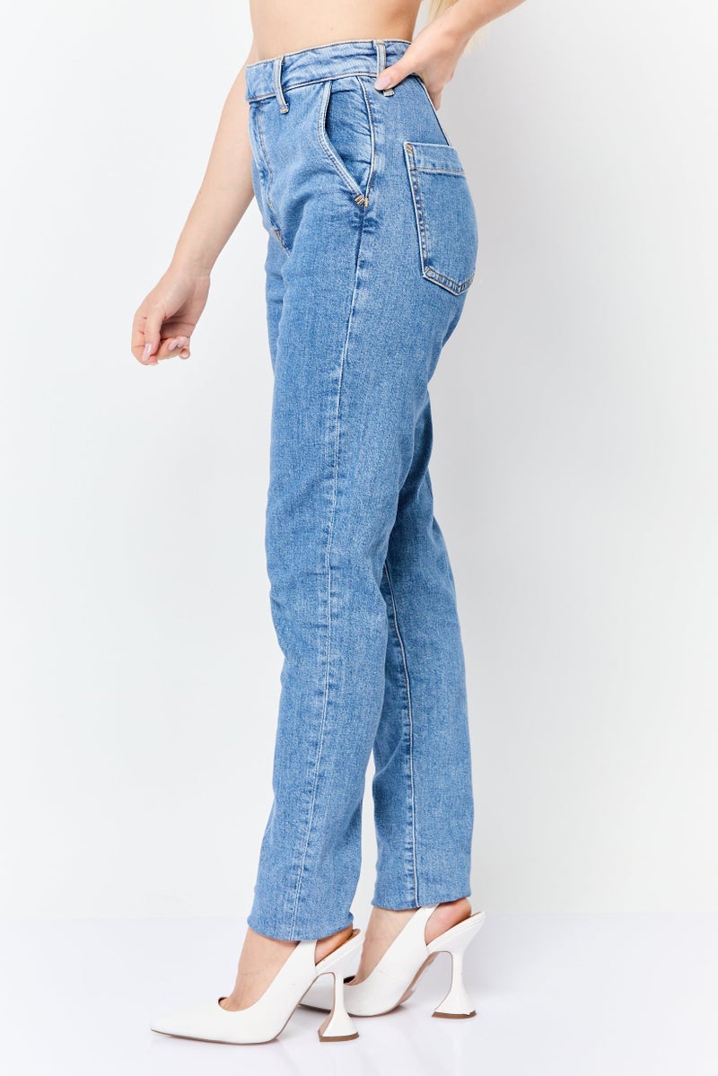 ESPRIT Women Tailored Slim Fit Washed Stretchable Jeans, Light Blue - Image 3