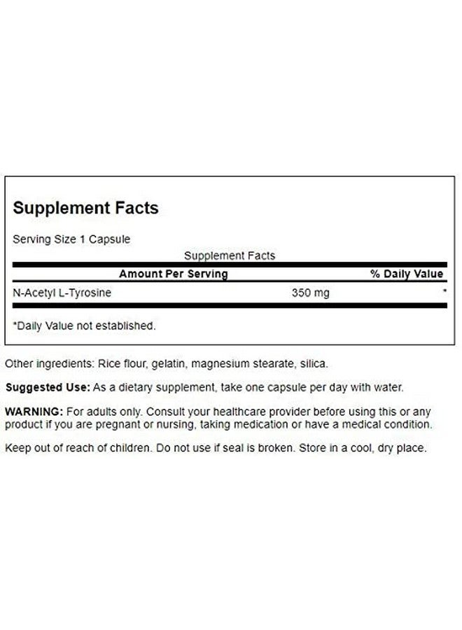 SWANSON N Acetyl L Tyrosine Amino Acid Supplement Supporting Overall Brain Health & Central Nervous System Function Promotes Mood & Cognitive Health (60 Capsules 350Mg Each) 2 Pack - Image 3