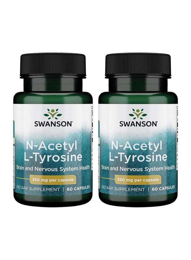 SWANSON N Acetyl L Tyrosine Amino Acid Supplement Supporting Overall Brain Health & Central Nervous System Function Promotes Mood & Cognitive Health (60 Capsules 350Mg Each) 2 Pack - Image 1