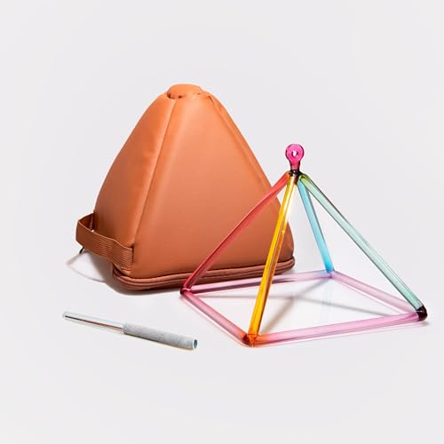 TOPFUND 10" Rainbow Crystal Singing Pyramid Sound Therapy Instrument with Carrying Case and Quartz Suede Mallet - Image 1