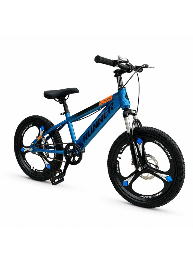 RUNNER MAG 20" Bicycle with 3-Spoke Mag Alloy Wheels, Dual Disc Brakes, Front Suspension, Carbon Steel Frame, Quick Release Seat, Fully Assembled - Image 4