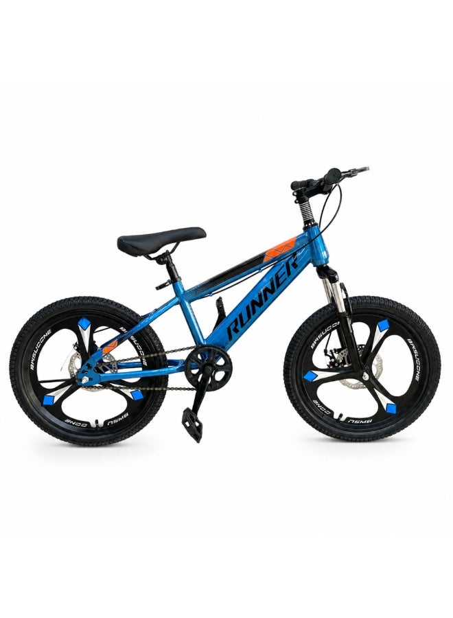 RUNNER MAG 20" Bicycle with 3-Spoke Mag Alloy Wheels, Dual Disc Brakes, Front Suspension, Carbon Steel Frame, Quick Release Seat, Fully Assembled - Image 3