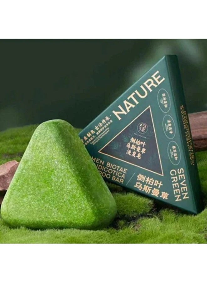 Nature Triangle Shampoo Bar, Seven Green Triangle Herbal Shampoo Bar with Usman Herb & Ginseng 120g+5g – Solid Hair Cleanser for Dry Damaged Hair - Image 5