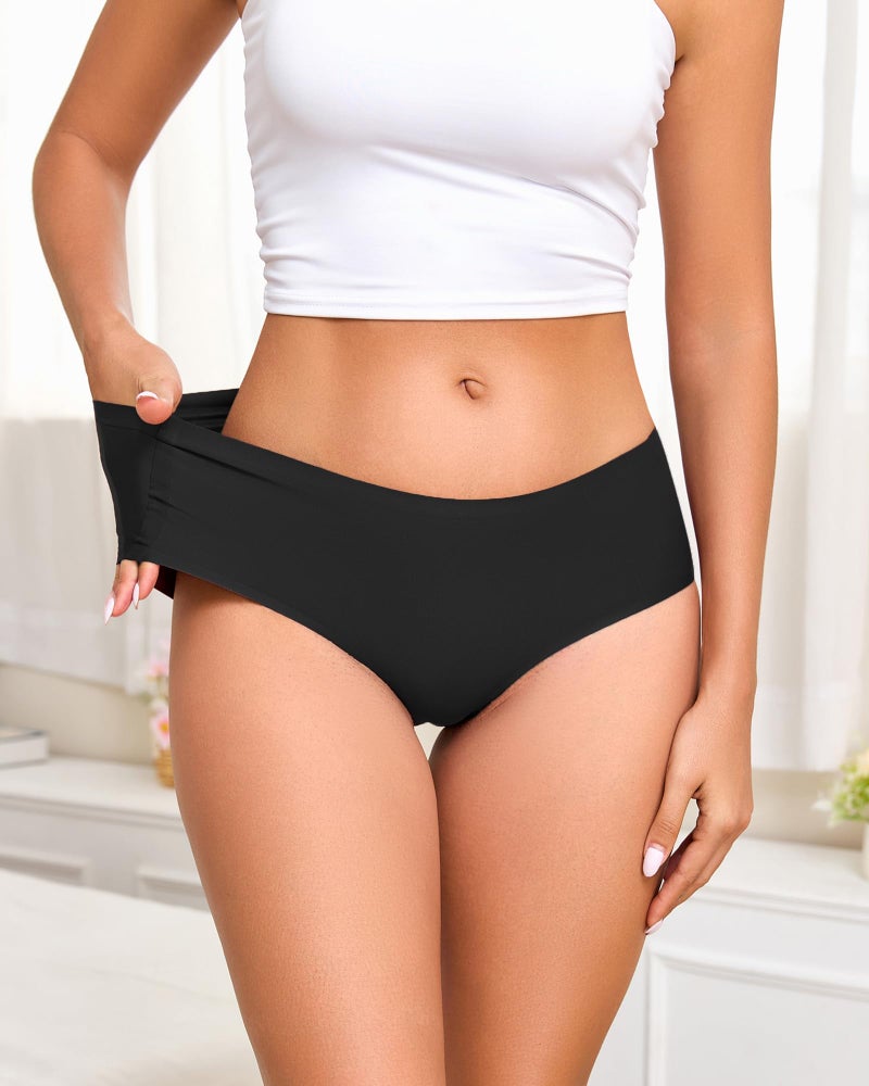 FINETOO 6 Pack Womens Seamless Underwear Full Coverage No Show Hipster Panties Mid Rise Stretchy Invisible Briefs - Image 2