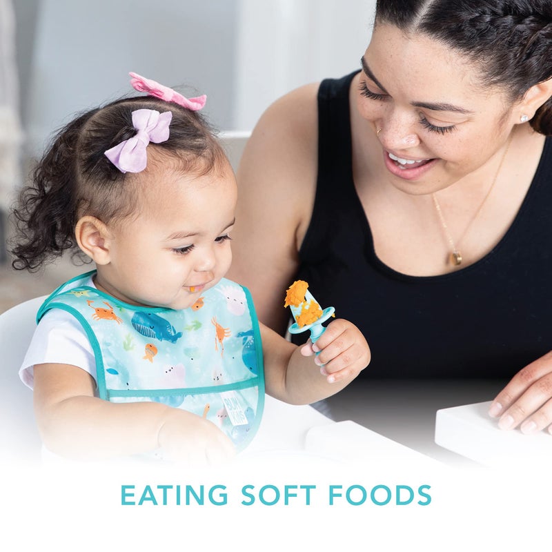 Bumkins Baby Utensils Set, Chewtensils Silicone Spoons for Dipping, Self-Feeding, Baby Led Weaning, Trainer Learning, First Stage Eating, Soft Practice Fork and Spoon, Babies 6 Months, Purple - Image 3