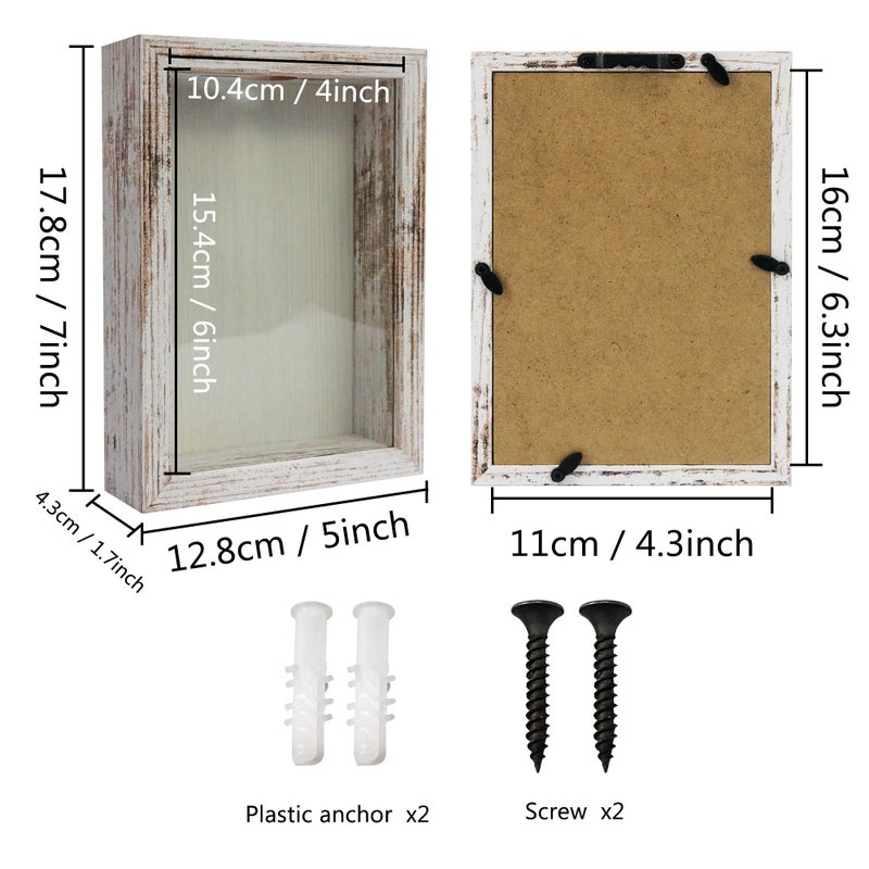 GraduationMall 5x7 Top Loading Shadow Box Frame with HD Glass Wood Display Case with Slot 1.25 inches Interior Depth Ideal for Wine Bottle Caps Tickets Shells Stamps and More White - Image 3