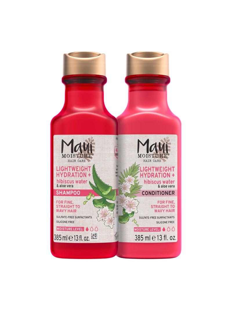 MAUI MOISTURE Maui Moisture Lightweight Hydration + Hibiscus Shampoo + Conditioner for Daily Moisture, No Sulfates, 13 Fl Oz 