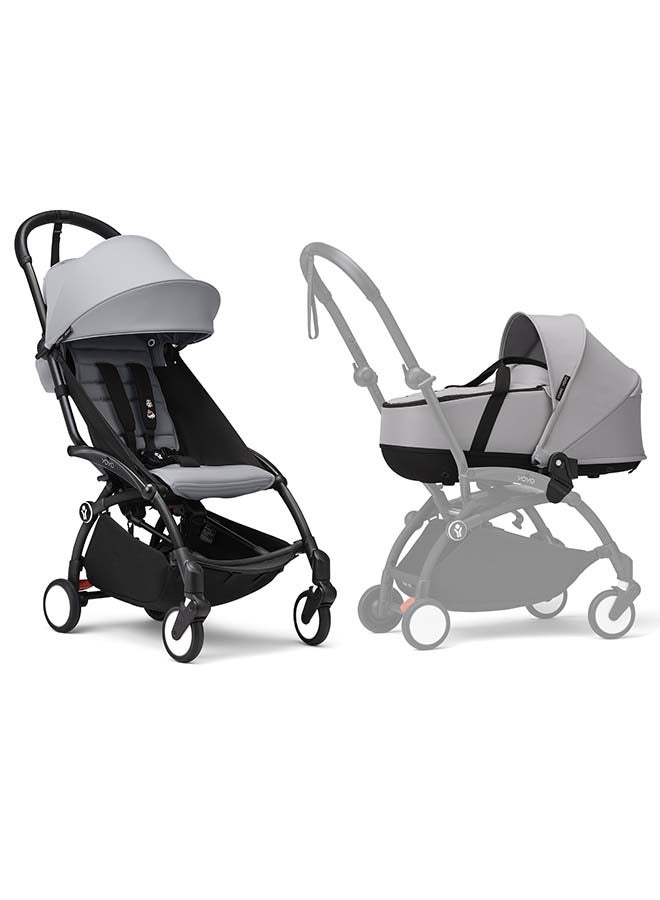 Stokke YOYO3 Frame Black + Newborn & 6+ Pack Bundle Stone - Image 1