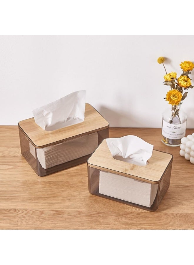 ADAK Clear Acrylic Tissue Box with Bamboo Lid – Modern Transparent Tissue Holder for Bathroom, Kitchen u0026 Office – Durable, Easy Refill, Non-Slip Base – Elegant u0026 Long-Lasting Design - Image 3