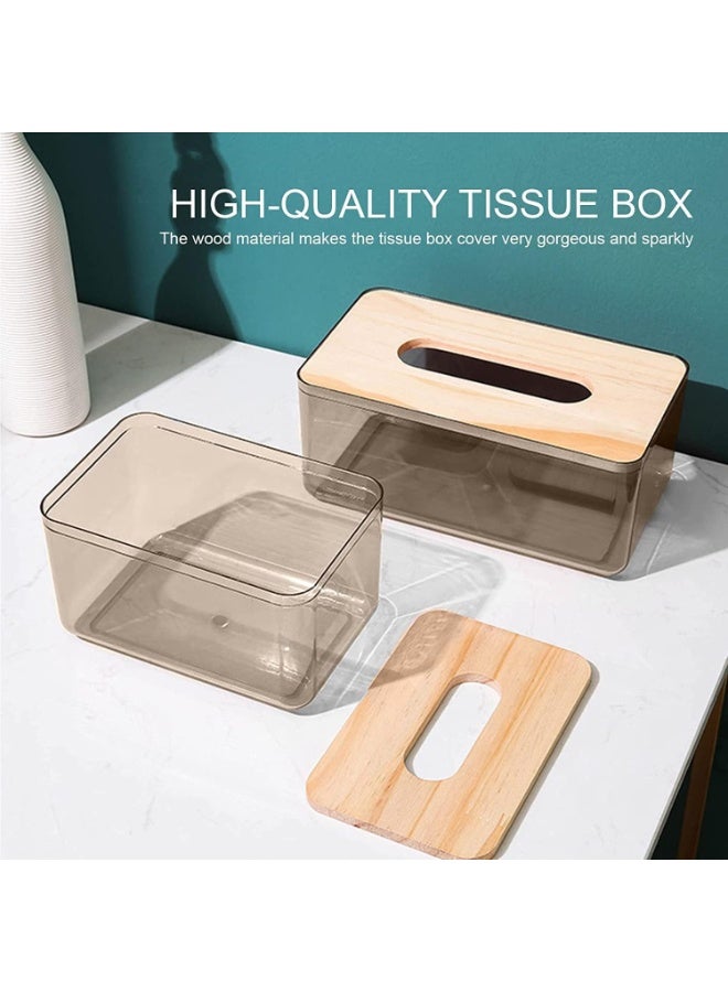 ADAK Clear Acrylic Tissue Box with Bamboo Lid – Modern Transparent Tissue Holder for Bathroom, Kitchen u0026 Office – Durable, Easy Refill, Non-Slip Base – Elegant u0026 Long-Lasting Design - Image 2