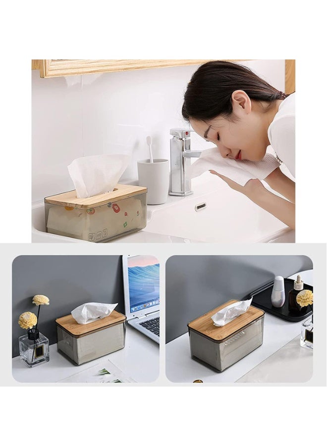 ADAK Clear Acrylic Tissue Box with Bamboo Lid – Modern Transparent Tissue Holder for Bathroom, Kitchen u0026 Office – Durable, Easy Refill, Non-Slip Base – Elegant u0026 Long-Lasting Design - Image 4