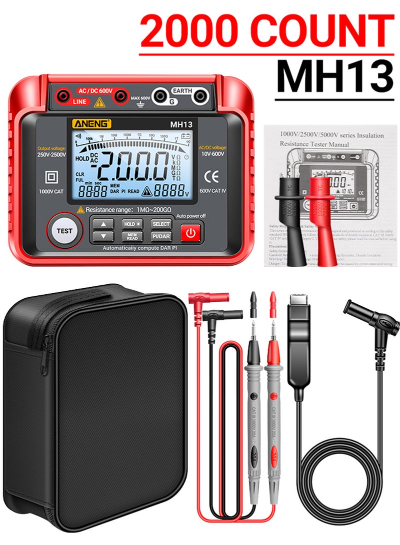 ANENG MH13 250V-2500V Digital Insulation Resistance Tester - Image 1