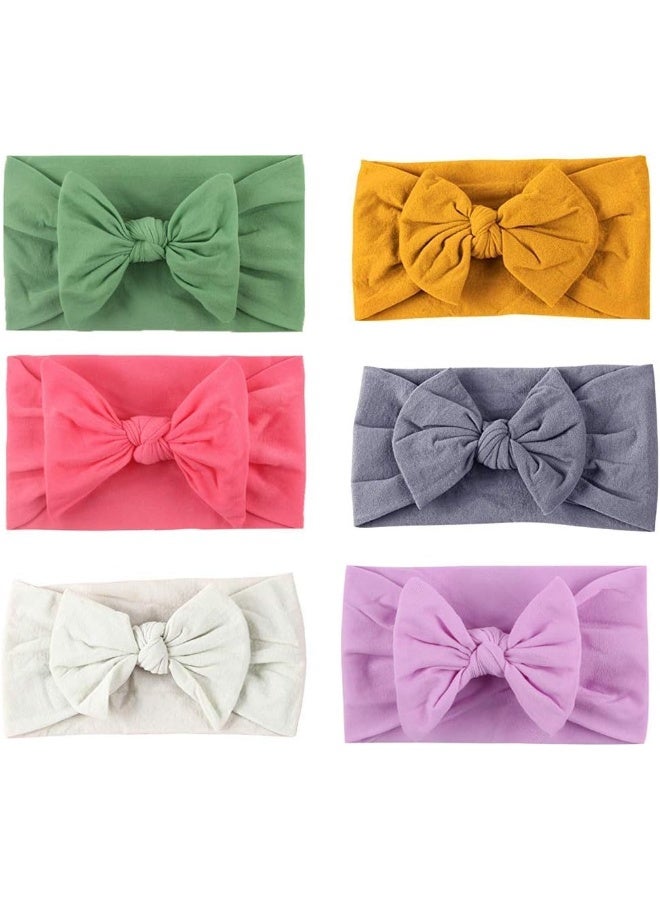 بالي PALAY® 6 قطع من عصابات الرأس المصنوعة من النايلون للأطفال على شكل عمامة معقودة للفتيات، ربطة شعر فائقة النعومة وقابلة للتمدد للأطفال حديثي الولادة - Image 1