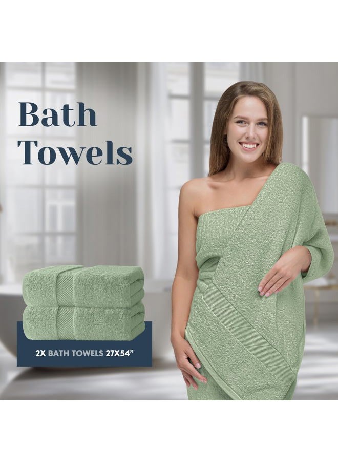 White Classic Luxury Bath Towel Set of 8 Pieces - 100% Turkish Cotton Highly Absorbent Towels for Bathroom, 2 Luxury Bath Towels 700GSM, 2 Hand Towels, 4 Washcloths, Green - Image 5