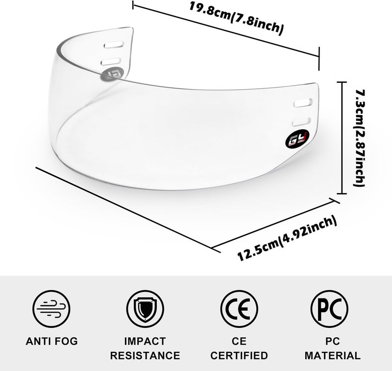 GY M88 Hockey Visor Clear Ice Hockey Helmet Half Face Visor Youth & Adult Inside Anti-Fog/Outside Anti-Scratch - Image 3