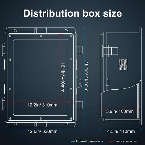 Namunanee Outdoor Electrical Junction Box, ABS Water Resistant Enclosure with Internal Mounting Panel & Hinged Cover (18.1" H* 12.6" L* 4.3" W) - Image 5
