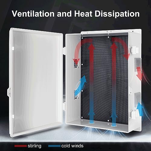 Namunanee Outdoor Electrical Junction Box, ABS Water Resistant Enclosure with Internal Mounting Panel & Hinged Cover (18.1" H* 12.6" L* 4.3" W) - Image 4