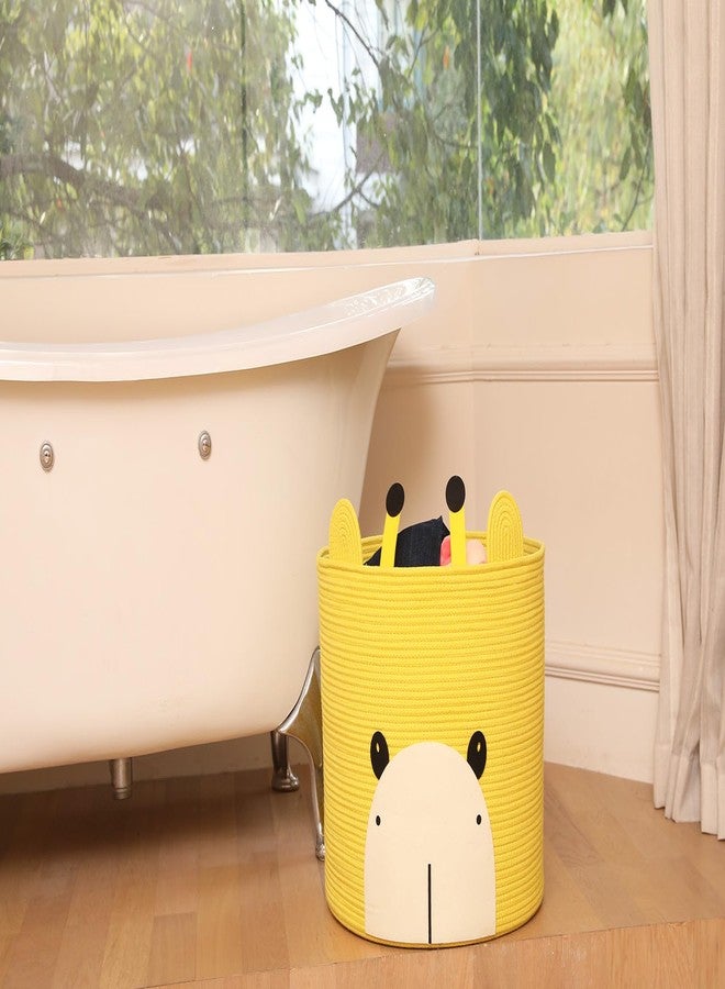 Cottonphant Bear Animal Basket, Large Cotton Rope Storage Basket, Woven Laundry Hamper, Cloth Storage Bin for Clothes in Bedroom, Yellow Giraffe, 18"x15" - Image 2