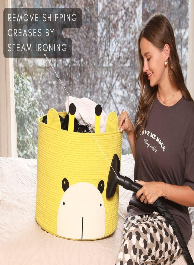 Cottonphant Bear Animal Basket, Large Cotton Rope Storage Basket, Woven Laundry Hamper, Cloth Storage Bin for Clothes in Bedroom, Yellow Giraffe, 18"x15" - Image 5