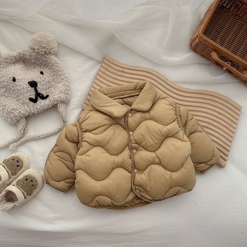 Kids Cotton Jacket 2024 New Light Warm Coat Khaki