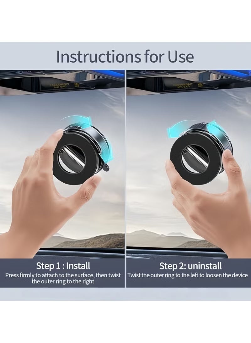 Lesha 360° Magnetic Phone Holder for Car Suction Cup Phone Mount Adjustable Suction Phone Mount Upgraded Vacuum Magnetic Phone Stand for All Smartphones & All Vehicles & Smooth/Rough Surface (Black) - Image 5