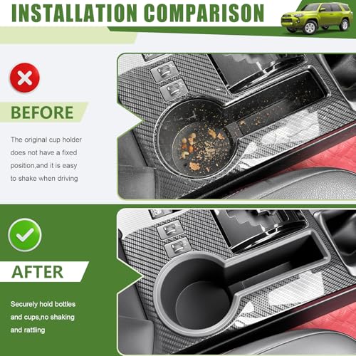 Qyebbk Upgrade Cup Holder Insert for 2014-2024 Toyota 4Runner Center Console Cupholder Coaster Liner Replaces Mat for 4 Runner Interior Accessories Black(Center Console Rear, 1PCS) - Image 2
