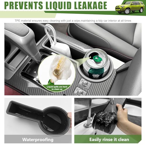 Qyebbk Upgrade Cup Holder Insert for 2014-2024 Toyota 4Runner Center Console Cupholder Coaster Liner Replaces Mat for 4 Runner Interior Accessories Black(Center Console Rear, 1PCS) - Image 3