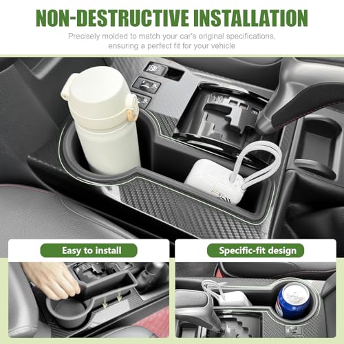 Qyebbk Upgrade Cup Holder Insert for 2014-2024 Toyota 4Runner Center Console Cupholder Coaster Liner Replaces Mat for 4 Runner Interior Accessories Black(Center Console Rear, 1PCS) - Image 4