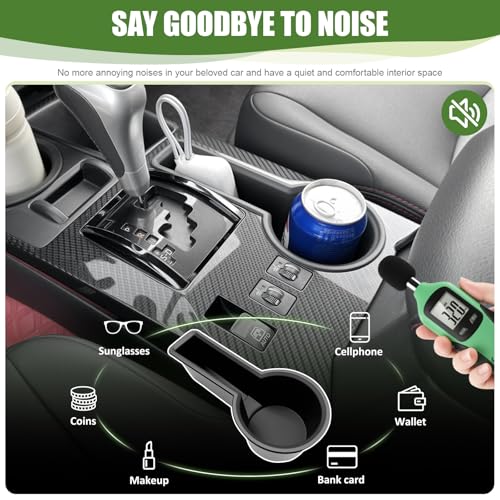 Qyebbk Upgrade Cup Holder Insert for 2014-2024 Toyota 4Runner Center Console Cupholder Coaster Liner Replaces Mat for 4 Runner Interior Accessories Black(Center Console Rear, 1PCS) - Image 5