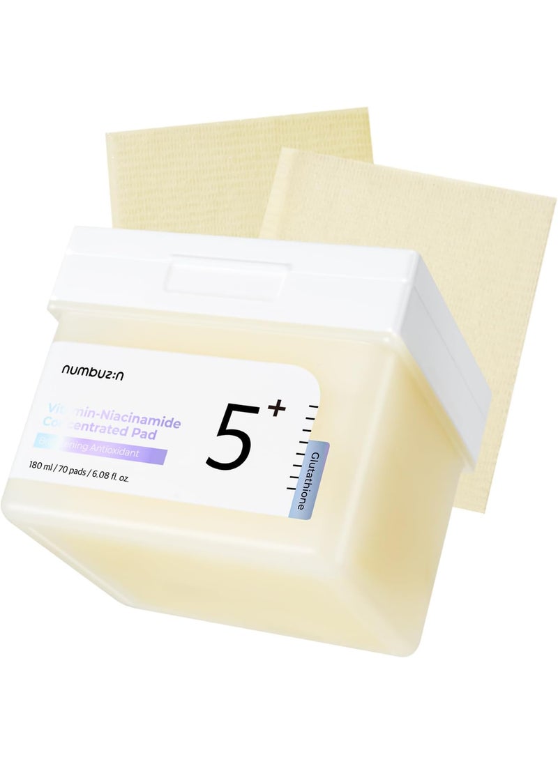 numbuzin numbuzin No5 Toner Pads  VitaminNiacinamide Concentrated Pad  DoubleSided  Glutathione Niacinamide PHA  LHA  Exfoliation Hyperpigmentation Care  70 Pads180 ml 