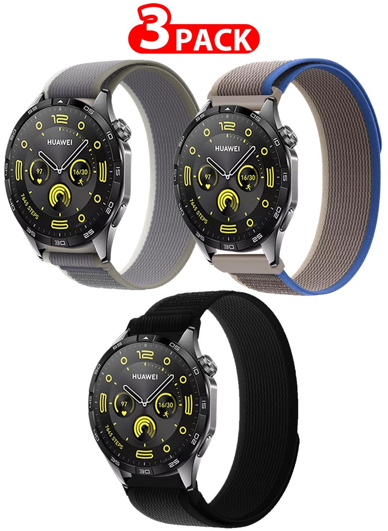 CATANES - ( for Huawei Watch GT4 ) 3 Pack, Trail Loop Band, Braided Elastic Weave Sport Strap, Nylon Sport Loop Bands for Men Women - Image 1