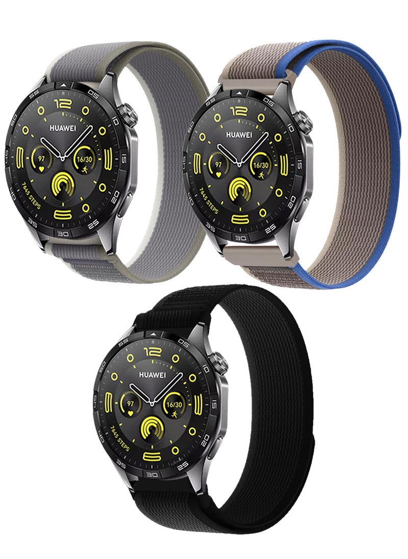 CATANES - ( for Huawei Watch GT4 ) 3 Pack, Trail Loop Band, Braided Elastic Weave Sport Strap, Nylon Sport Loop Bands for Men Women - Image 1
