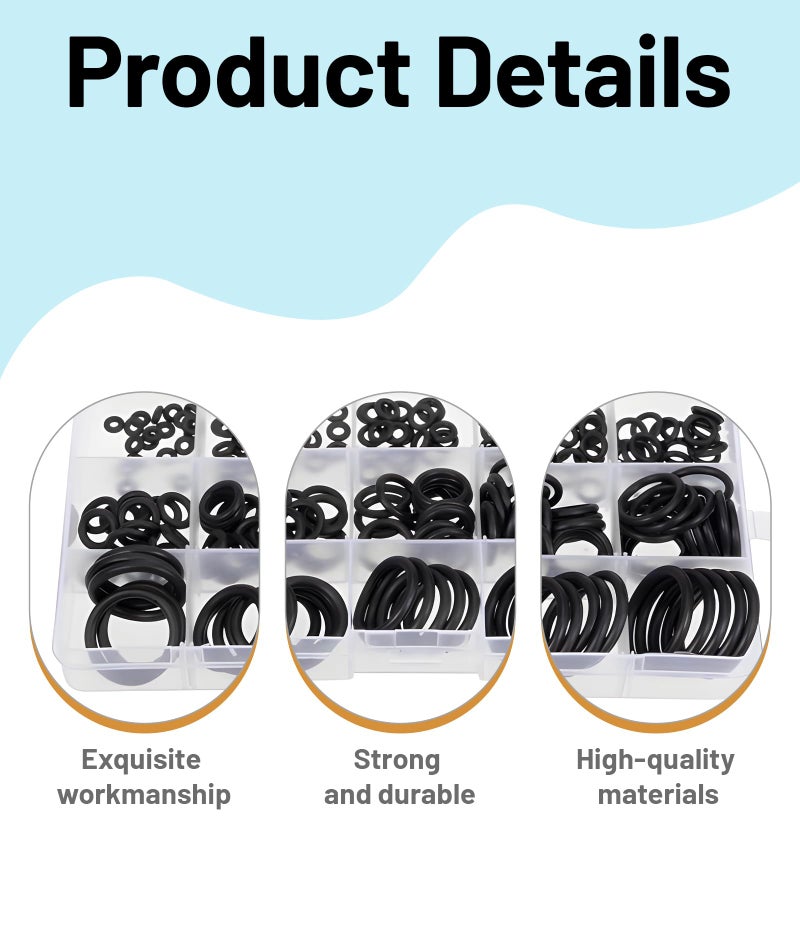 Korvika 200 Pcs O Ring, O Ring For Pressure Washer Gun, Rubber Washer Ring Set For Various Sizes, Durable O Rings For Maintenance - Image 3
